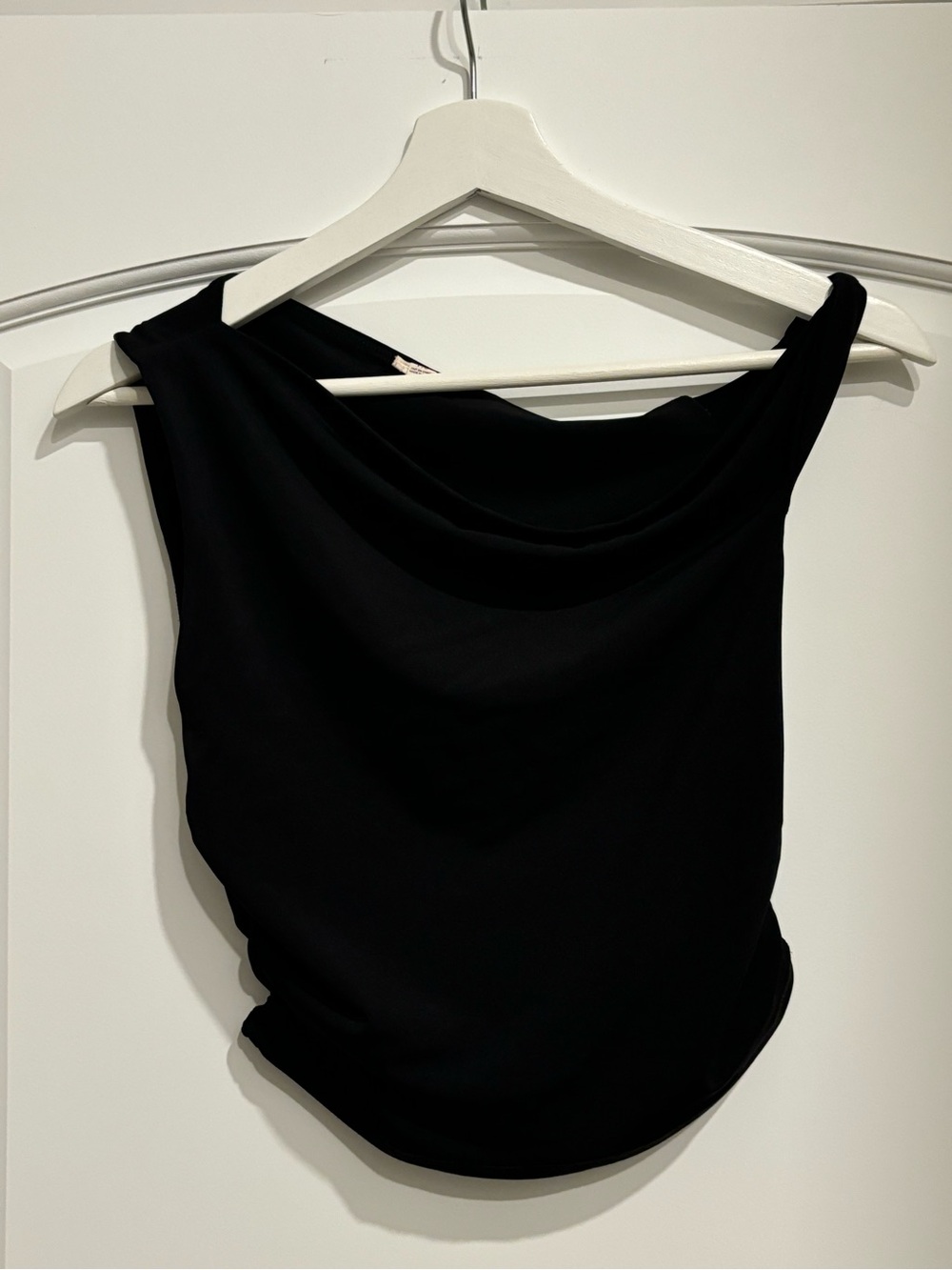 Garage Black Draped Cowl Neck Tank Top